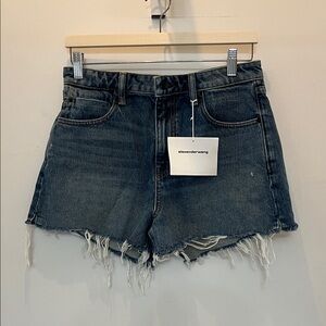 Alexander Wang Washed blue Distressed Denim Shorts size 28